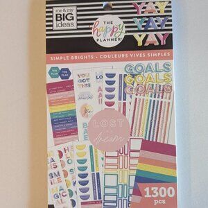 NWT 'Simple Brights' 1300 pcs Happy Planner Classic Sticker Book Colors Inspo